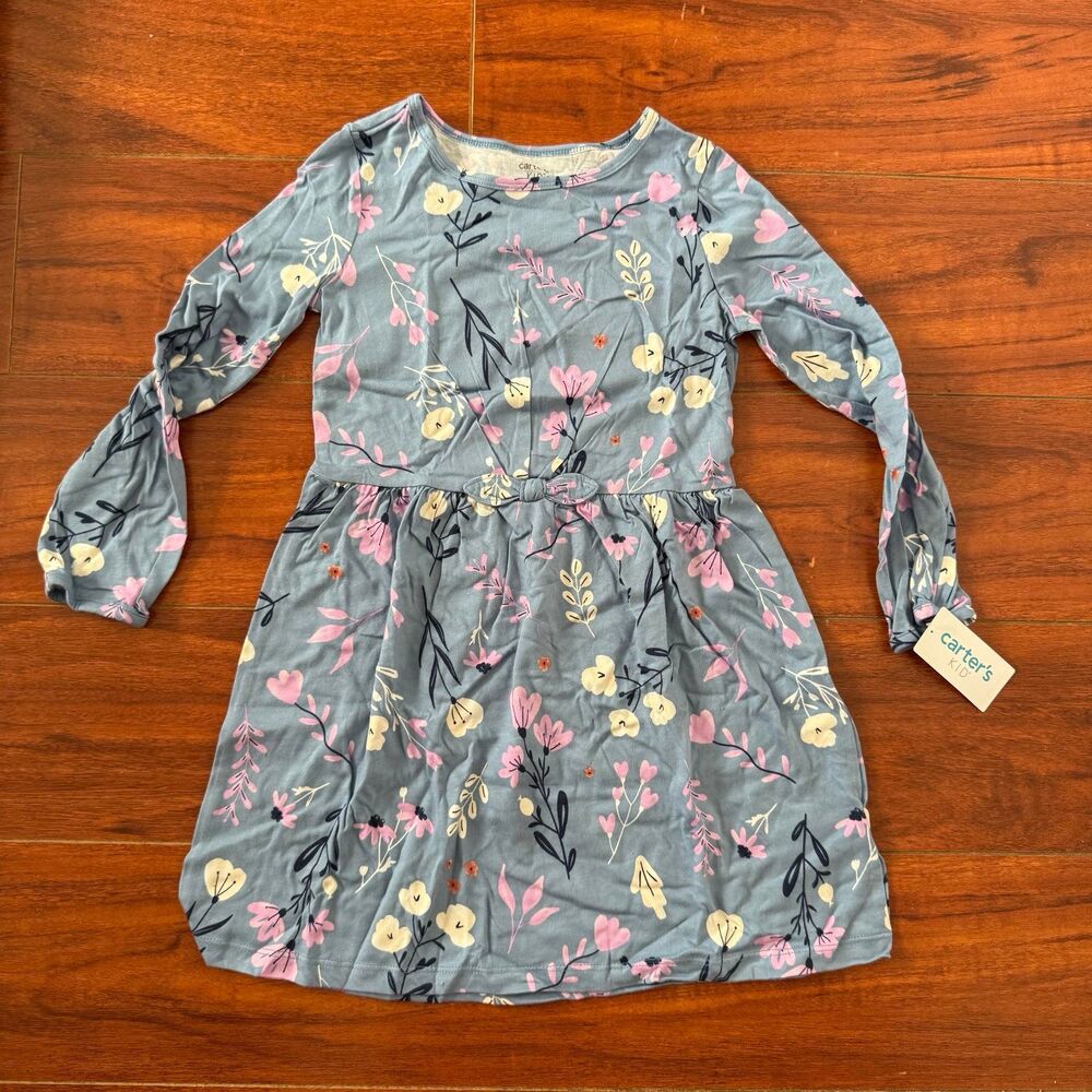 Carter’s Blue Floral Long-sleeve Dress 7